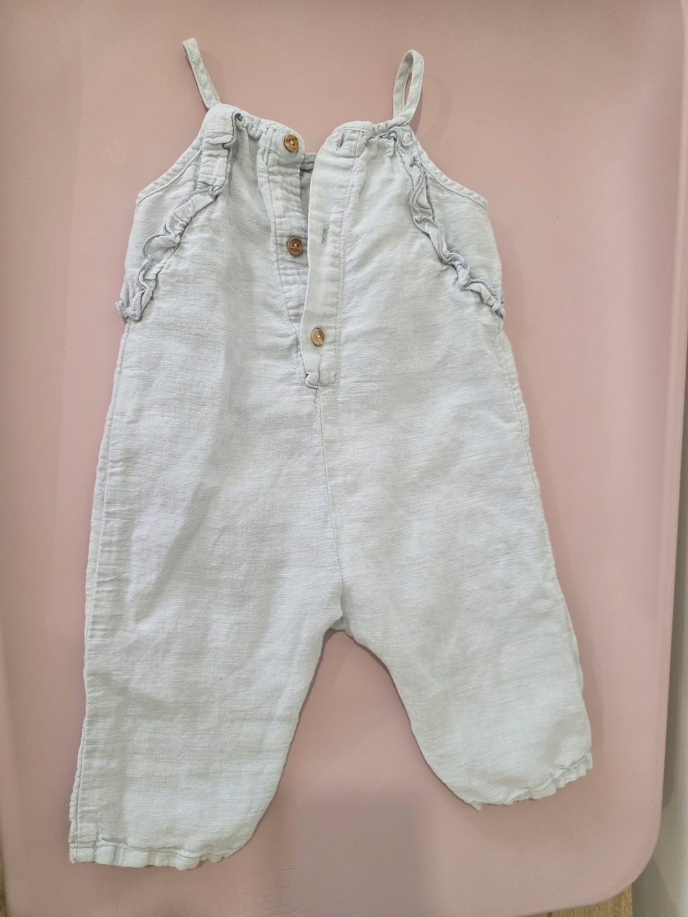 Zara Baby Linen Blend Romper Jumpsuit – 9–12M